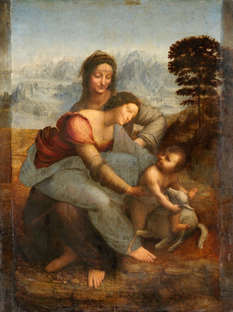 Святая Анна с Мадонной и младенцем Христом, Леонардо да Винчи, около 1503–1519, Лувр